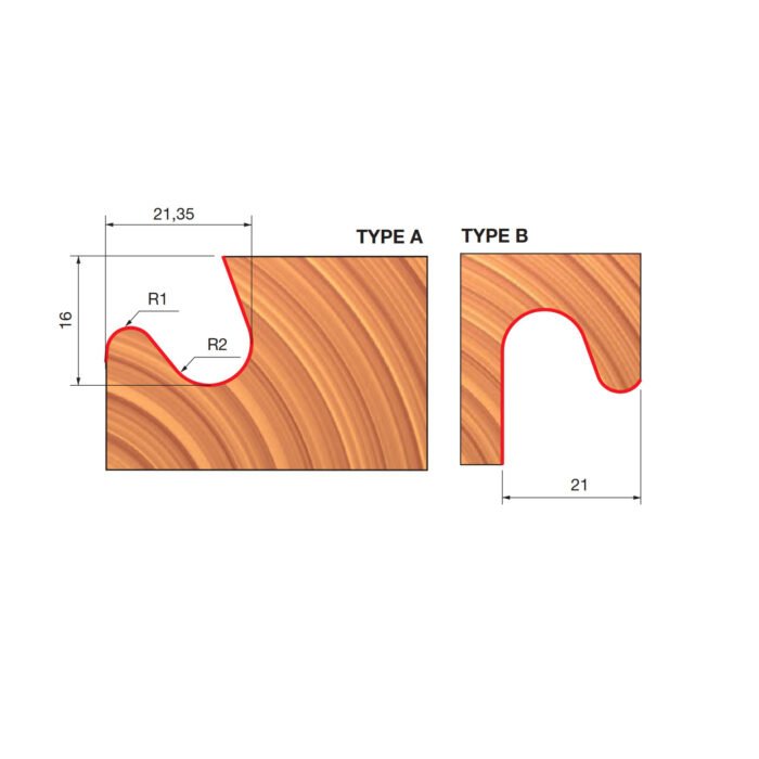 Kotinė freza bladų fasadams, su 12 mm koteliu [A]